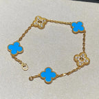 [LUXE JEWELRY] CLOVER 5 MOTIF BLUE AGATE BRACELET COLLECTION
