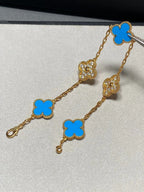 [LUXE JEWELRY] CLOVER 5 MOTIF BLUE AGATE BRACELET COLLECTION