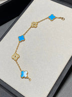 [LUXE JEWELRY] CLOVER 5 MOTIF BLUE AGATE BRACELET COLLECTION