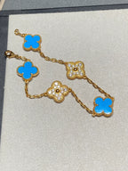 [LUXE JEWELRY] CLOVER 5 MOTIF BLUE AGATE BRACELET COLLECTION