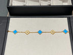 [LUXE JEWELRY] CLOVER 5 MOTIF BLUE AGATE BRACELET COLLECTION