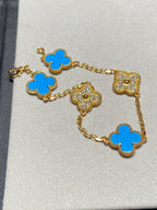 [LUXE JEWELRY] CLOVER 5 MOTIF BLUE AGATE BRACELET COLLECTION