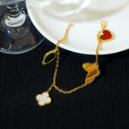 [LUXE JEWELRY]LUCKY SPRING 5 MOTIF GOLD BRACELET