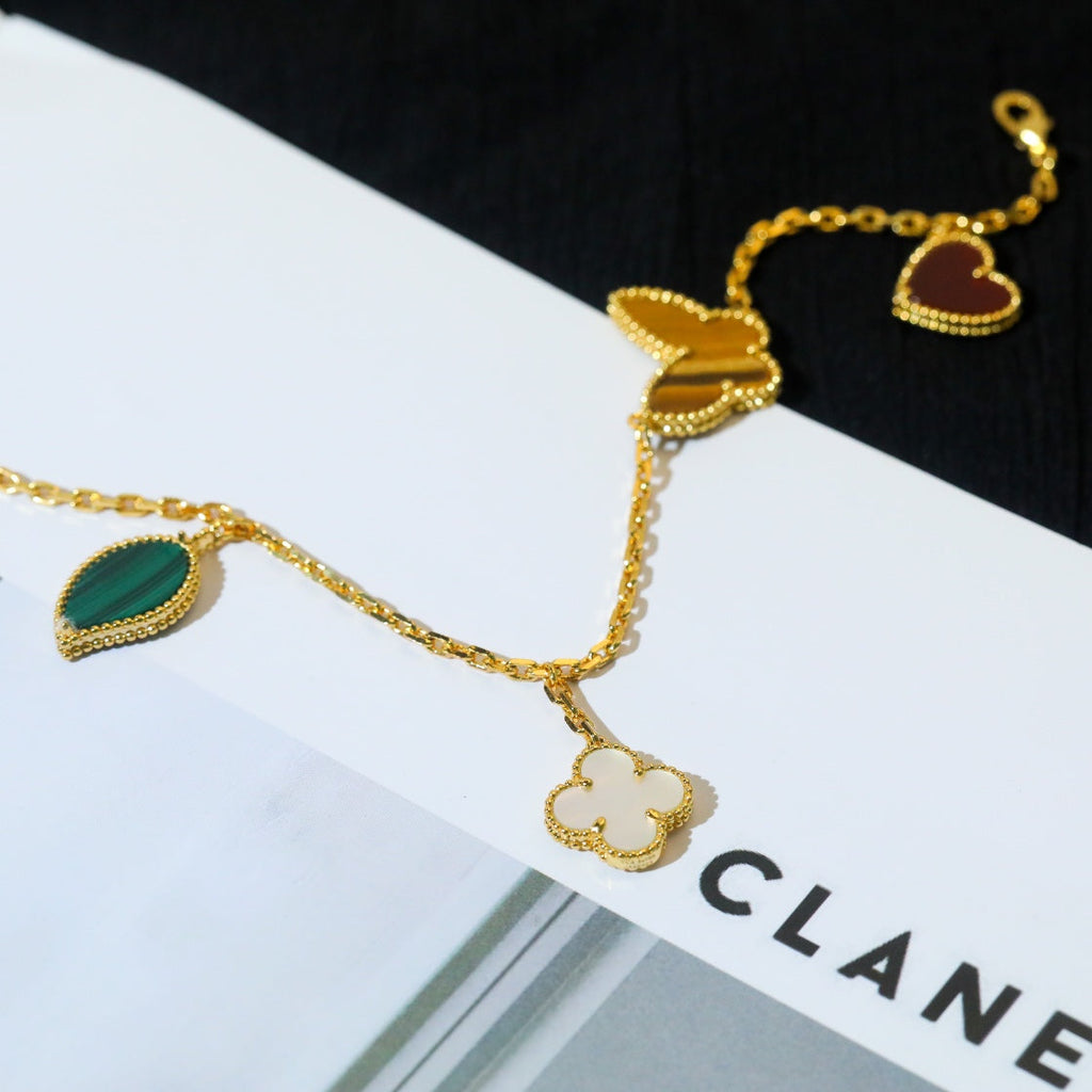 [LUXE JEWELRY]LUCKY SPRING 5 MOTIF GOLD BRACELET