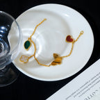[LUXE JEWELRY]LUCKY SPRING 5 MOTIF GOLD BRACELET
