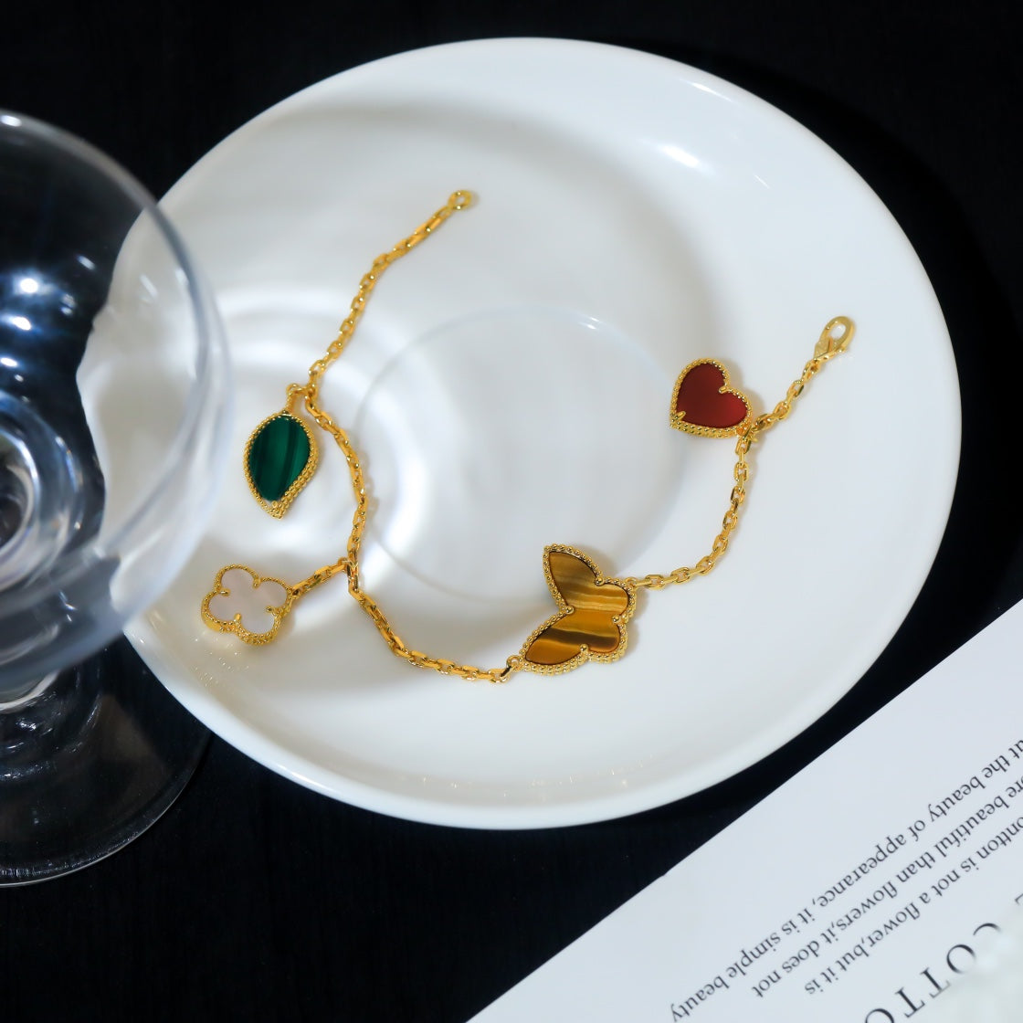 [LUXE JEWELRY]LUCKY SPRING 5 MOTIF GOLD BRACELET