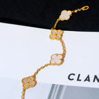 [LUXE JEWELRY]CLOVER WHITE PEARL MOP 5 MOTIF BRACELET COLLECTION