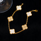 [LUXE JEWELRY]CLOVER WHITE PEARL MOP 5 MOTIF BRACELET COLLECTION