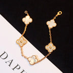 [LUXE JEWELRY]CLOVER WHITE PEARL MOP 5 MOTIF BRACELET COLLECTION