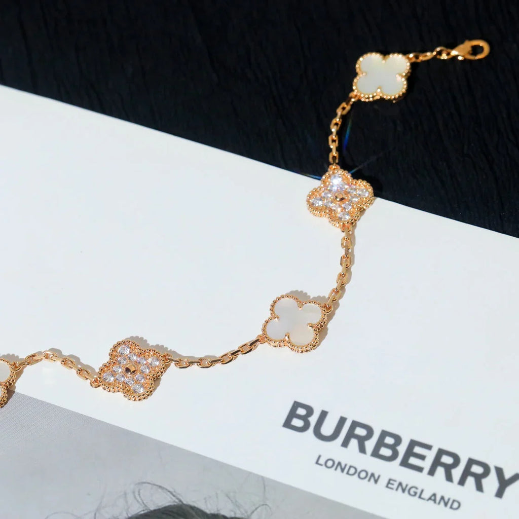 [LUXE JEWELRY]CLOVER WHITE PEARL MOP 5 MOTIF BRACELET COLLECTION