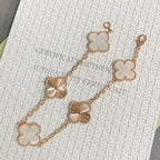 [LUXE JEWELRY]CLOVER WHITE PEARL MOP 5 MOTIF BRACELET COLLECTION