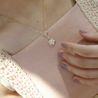 [LUXE JEWELRY]STAR AND SUN WHITE MOP 2 MOTIF PINK GOLD NECKLACE