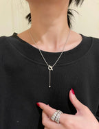[LUXE JEWELRY]FINESSE SILVER DIAMOND NECKLACE