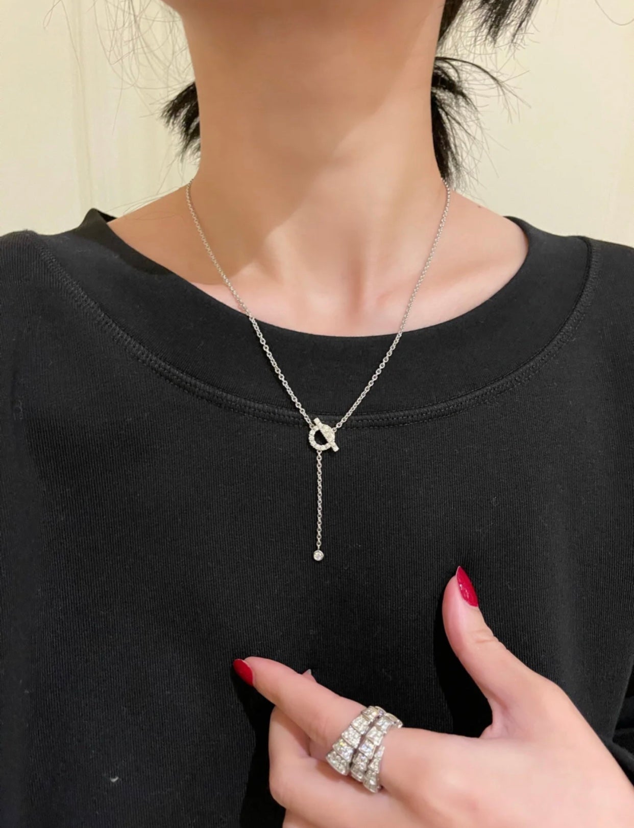 [LUXE JEWELRY]FINESSE SILVER DIAMOND NECKLACE