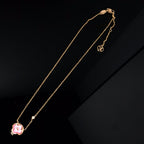 [LUXE JEWELRY]COLOR BLOSSOM PINK MOP SUN GOLD NECKLACE