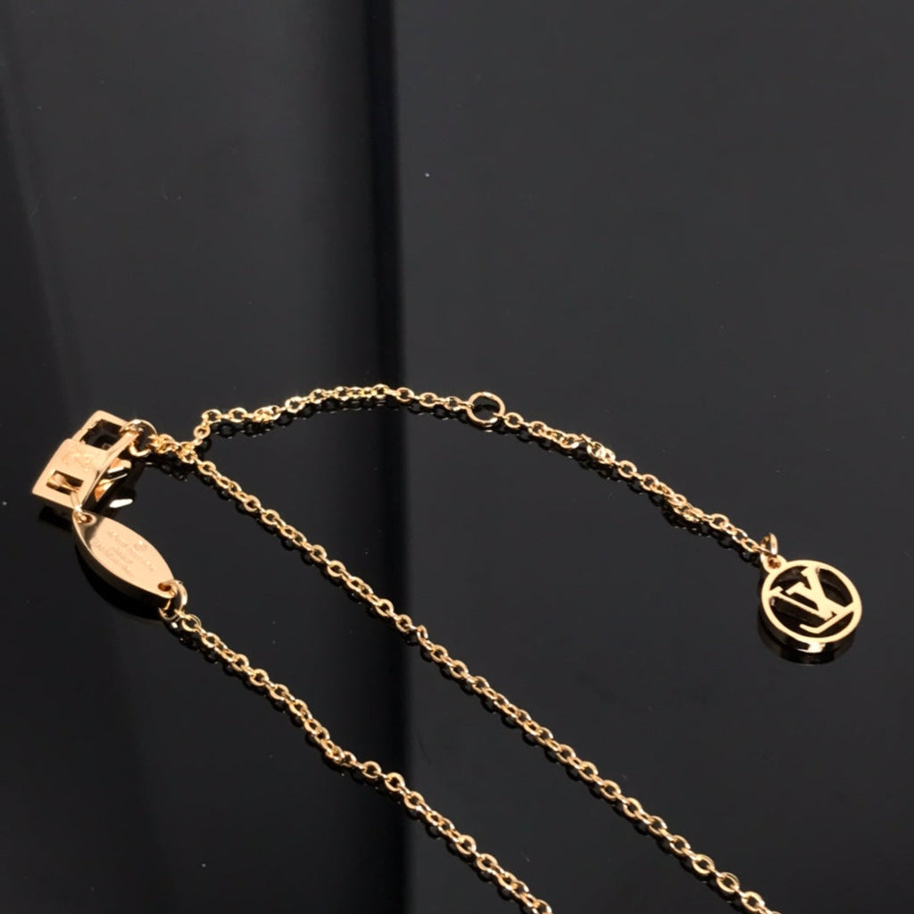 [LUXE JEWELRY]COLOR BLOSSOM PINK MOP SUN GOLD NECKLACE