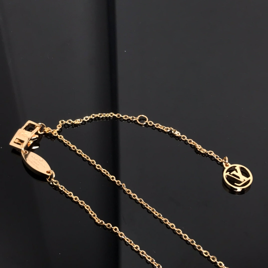 [LUXE JEWELRY]COLOR BLOSSOM PINK MOP SUN GOLD NECKLACE