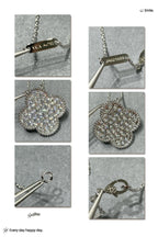 [LUXE JEWELRY]CLOVER 25MM LARGE PENDANT DIAMOND PAVED SILVER NECKLACE