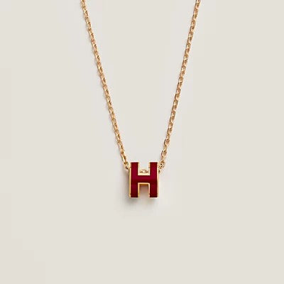 [LUXE JEWELRY]HM CLIC RED ENAMEL GOLD NECKLACE