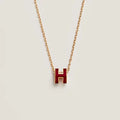 [LUXE JEWELRY]HM CLIC RED ENAMEL GOLD NECKLACE