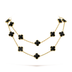 [LUXE JEWELRY]CLOVER 20 MOTIFS ONYX NECKLACE