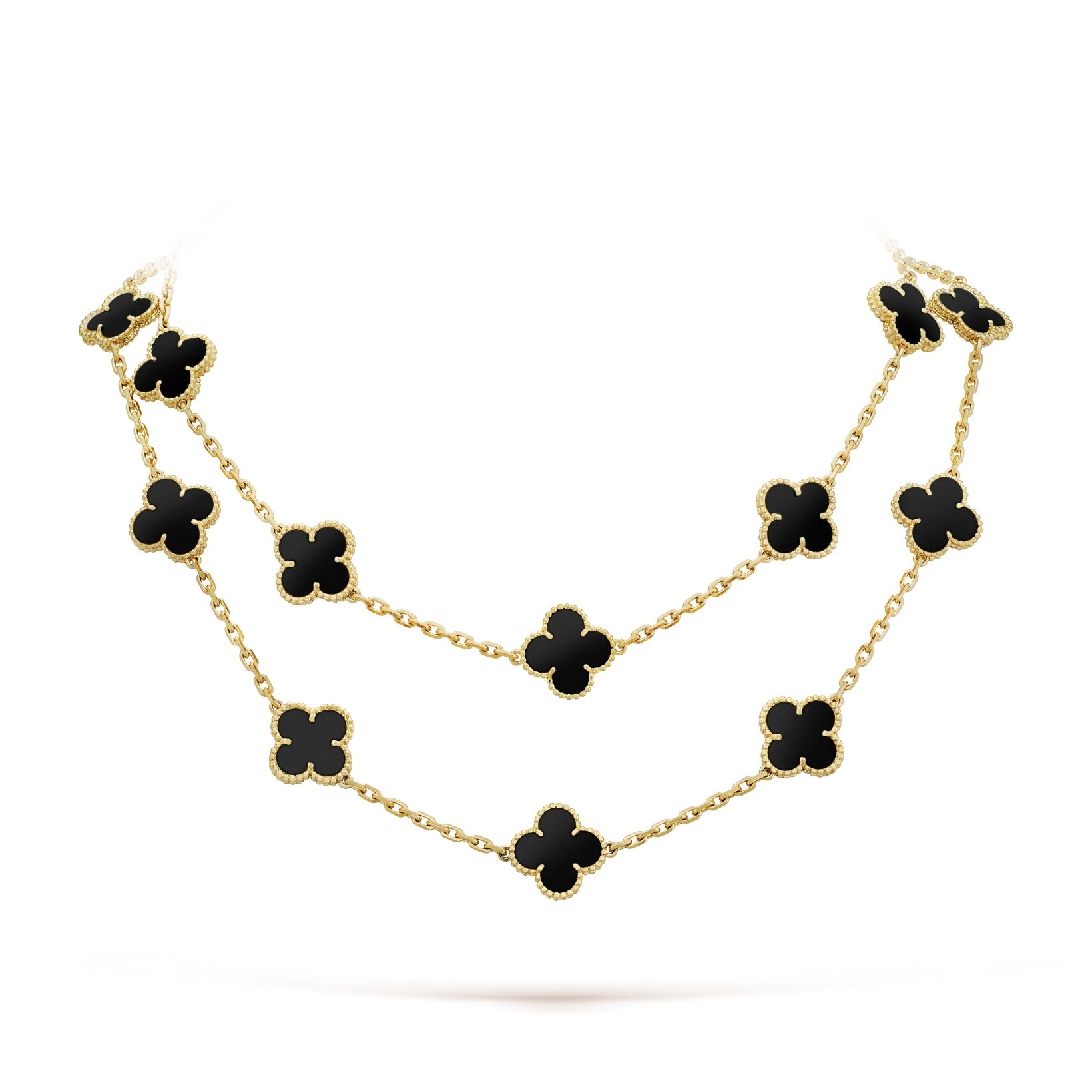 [LUXE JEWELRY]CLOVER 20 MOTIFS ONYX NECKLACE