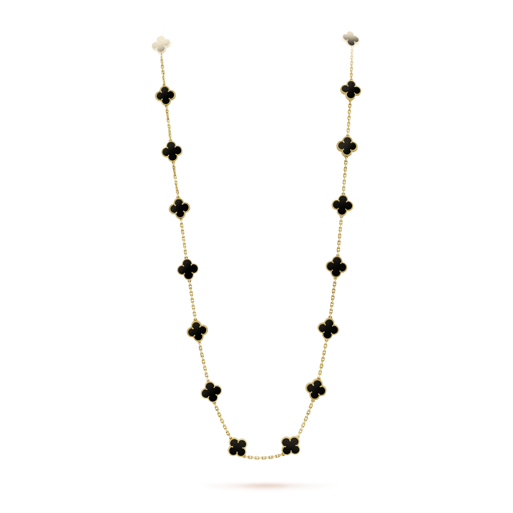 [LUXE JEWELRY]CLOVER 20 MOTIFS ONYX NECKLACE