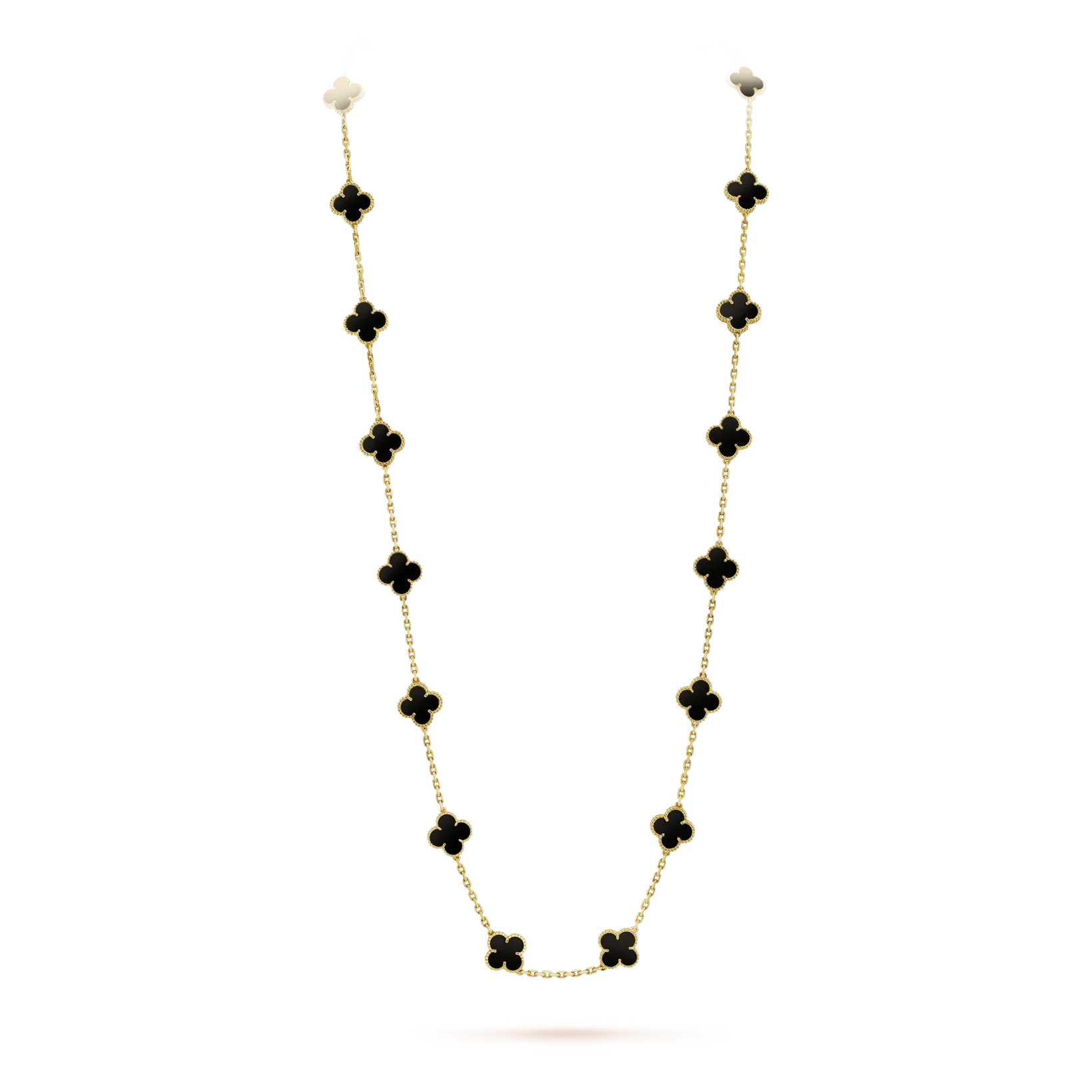 [LUXE JEWELRY]CLOVER 20 MOTIFS ONYX NECKLACE