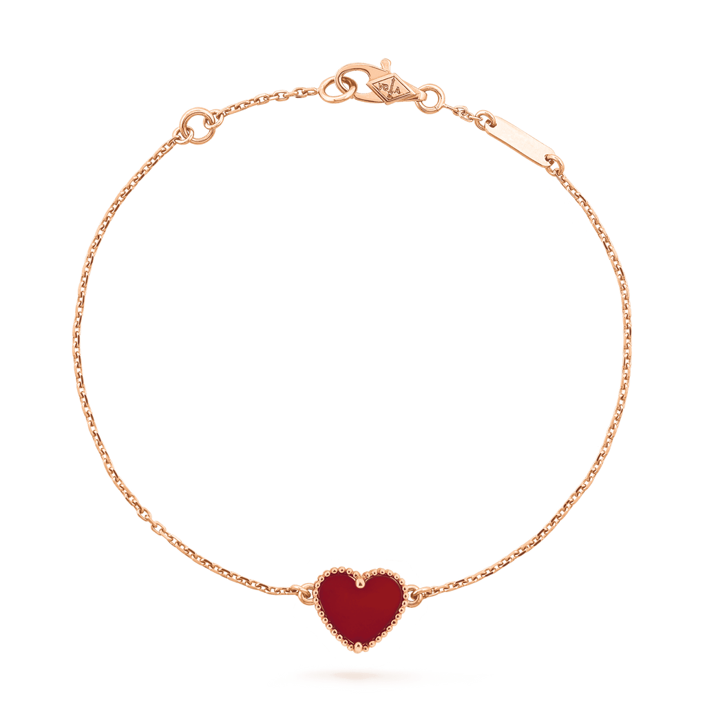 [LUXE JEWELRY]HEART CARNELIAN PINK GOLD BRACELET