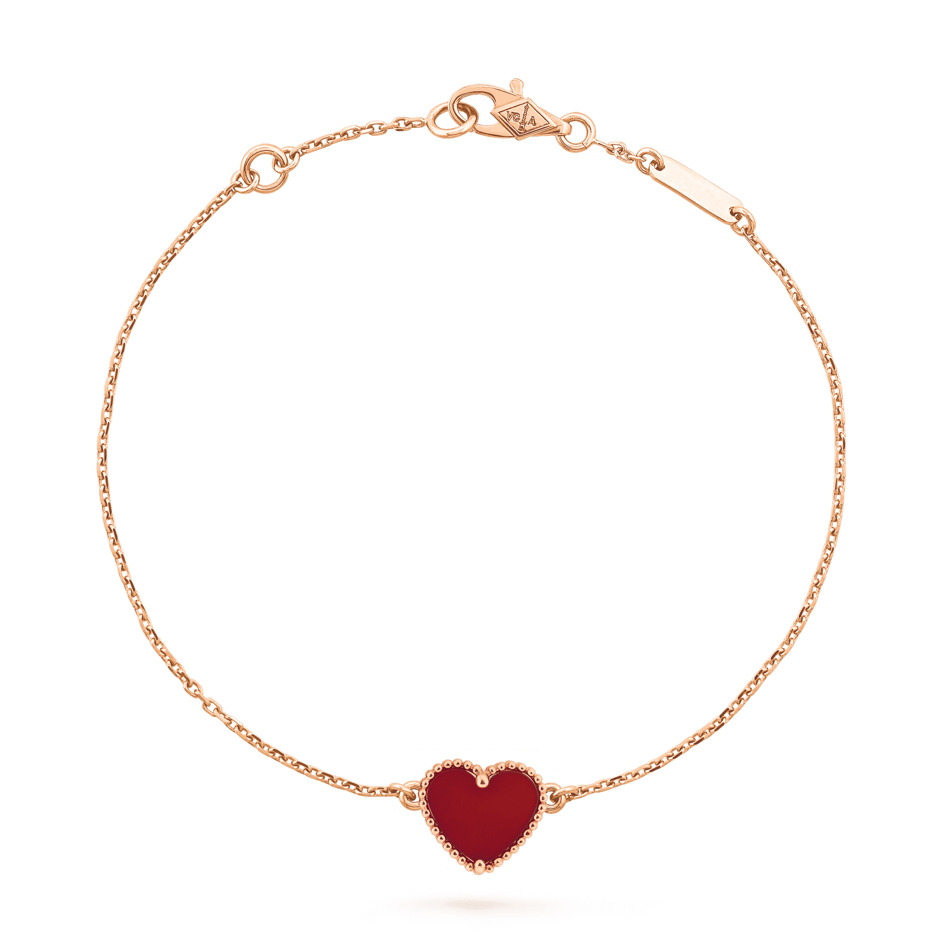 [LUXE JEWELRY]HEART CARNELIAN PINK GOLD BRACELET