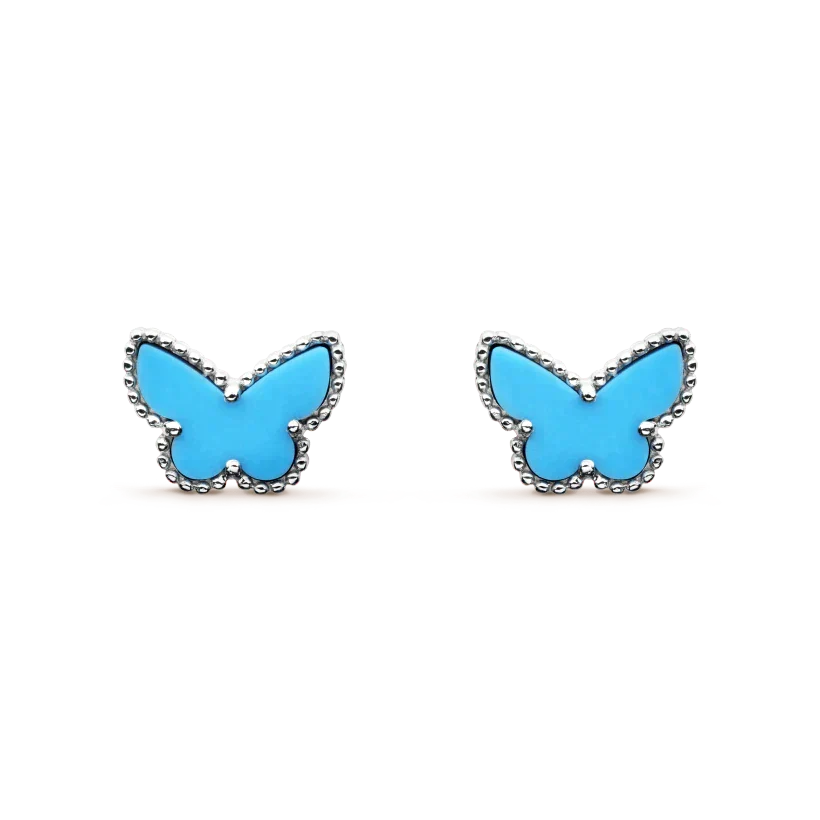 [LUXE JEWELRY]BUTTERFLY TURQUOISE EARRINGS SILVER