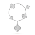 [LUXE JEWELRY]CLOVER 6 MOTIFS SILVER DIAMOND BRACELET