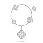 [LUXE JEWELRY]CLOVER 6 MOTIFS SILVER DIAMOND BRACELET