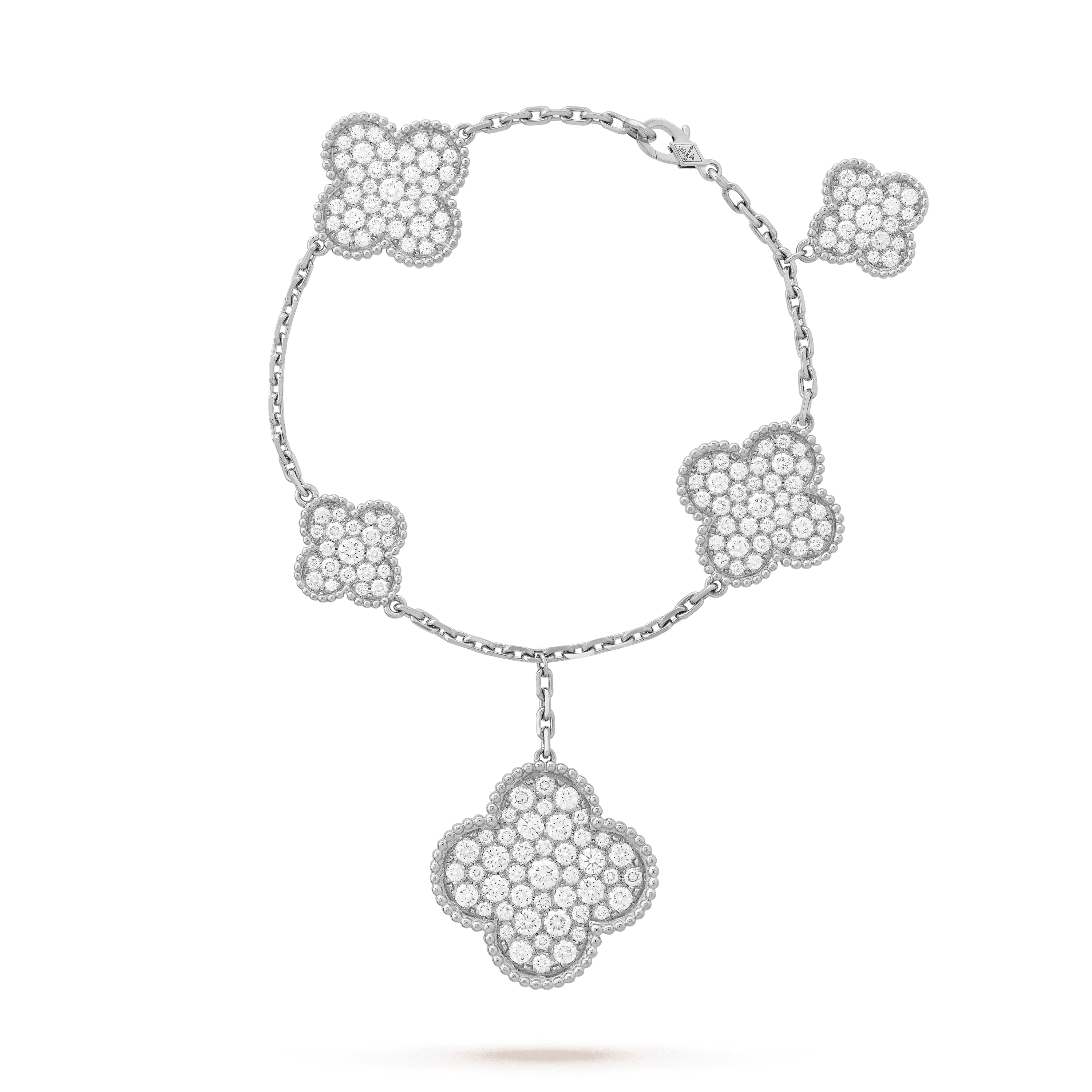 [LUXE JEWELRY]CLOVER 6 MOTIFS SILVER DIAMOND BRACELET