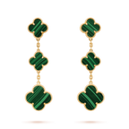 [LUXE JEWELRY]CLOVER MALACHITE 3 MOTIFS GOLD