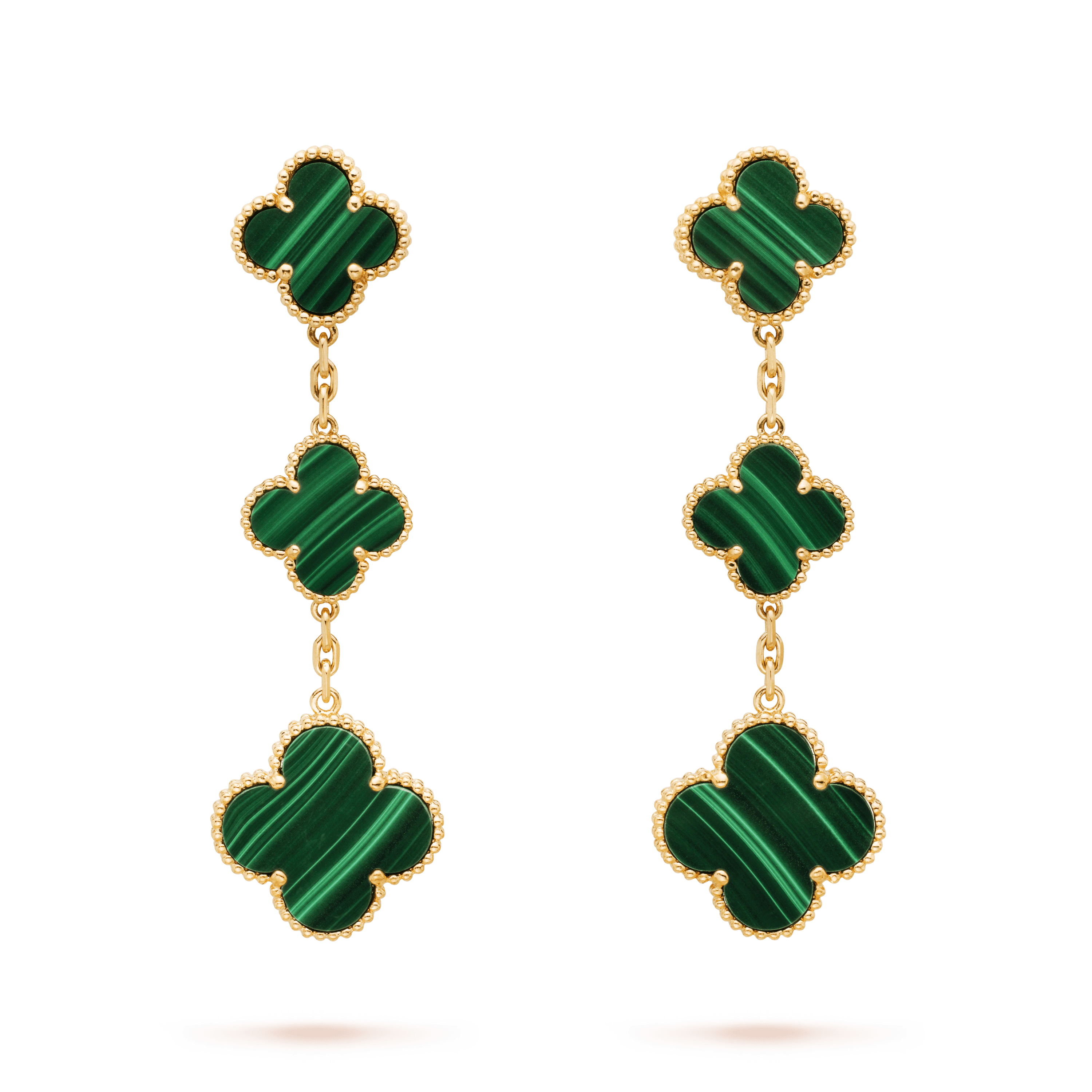 [LUXE JEWELRY]CLOVER MALACHITE 3 MOTIFS GOLD