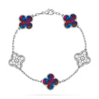 [LUXE JEWELRY]CLOVER 5 MOTIF COLOR GEMSTONES BRACELET COLLECTION