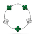 [LUXE JEWELRY] CLOVER 5 MOTIF MALACHITE BRACELET COLLECTION