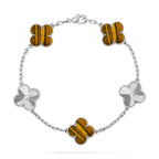 [LUXE JEWELRY] CLOVER 5 MOTIFS TIGER EYE BRACELET COLLECTION