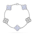 [LUXE JEWELRY] CLOVER 5 MOTIF PURPLE CHALCEDONY BRACELET COLLECTION
