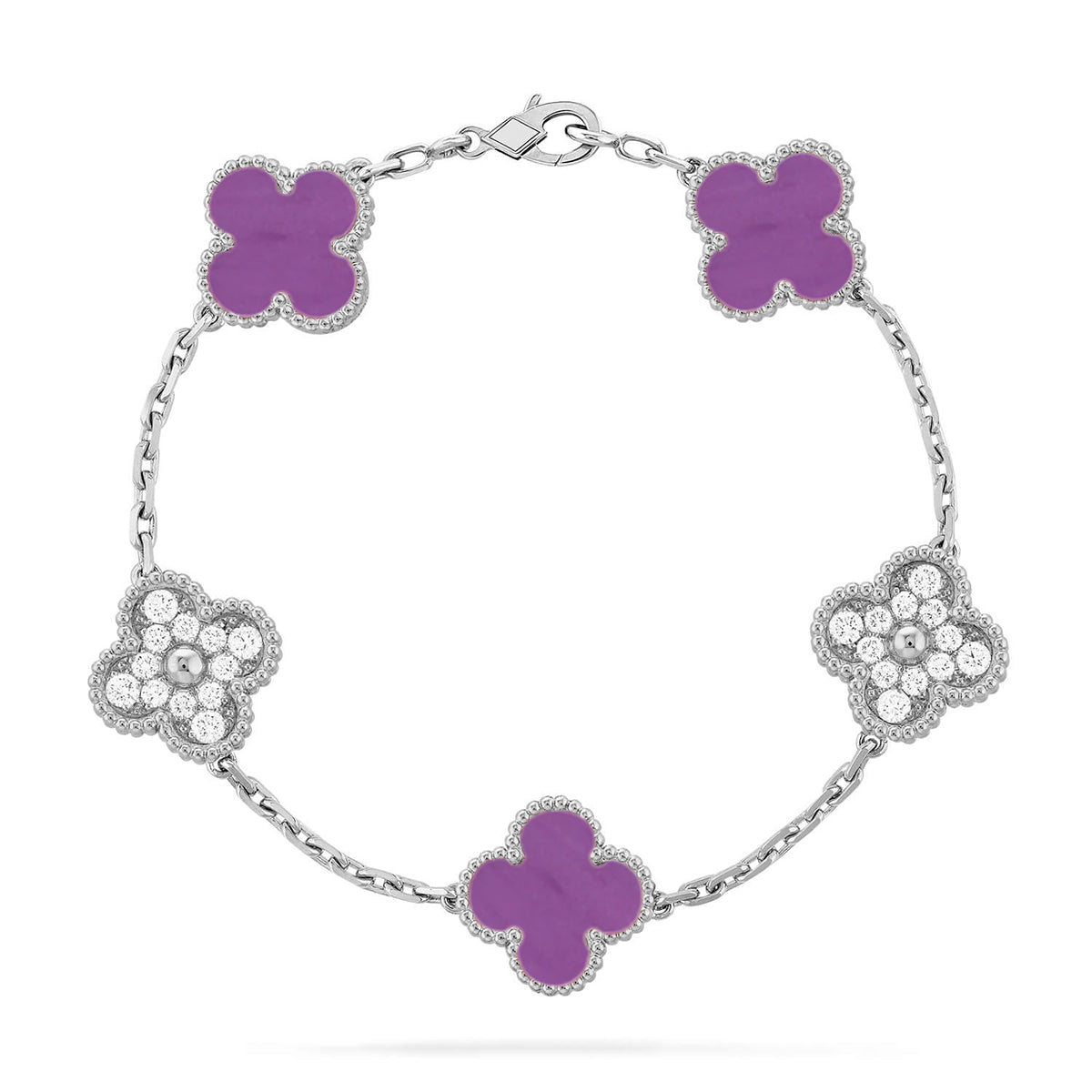 [LUXE JEWELRY] CLOVER 5 MOTIF VIOLET BRACELET COLLECTION