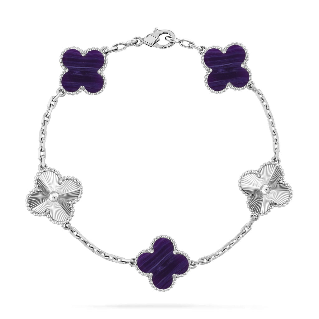 [LUXE JEWELRY]CLOVER 5 MOTIF PURPLE STRIPES BRACELET COLLECTION