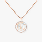 [Luxe Jewellery] LUCKY MOVE 1 DIAMOND WHITE MOTHER OF PEARL PINK GOLD DIAMOND NECKLACE