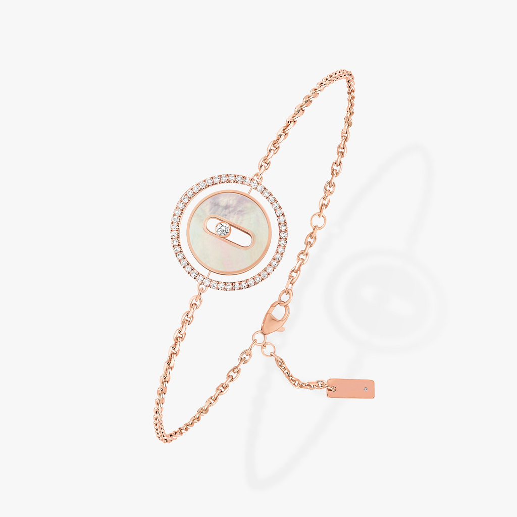 [Luxe Jewellery] LUCKY MOVE WHITE MOTHER OF PEARL PINK GOLD DIAMOND BRACELET