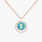 [Luxe Jewellery] LUCKY MOVE 1 DIAMOND TURQUOISE PINK GOLD DIAMOND NECKLACE