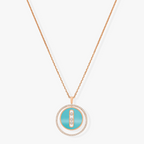 [Luxe Jewellery] LUCKY MOVE 3 DIAMONDS TURQUOISE PINK GOLD DIAMOND NECKLACE