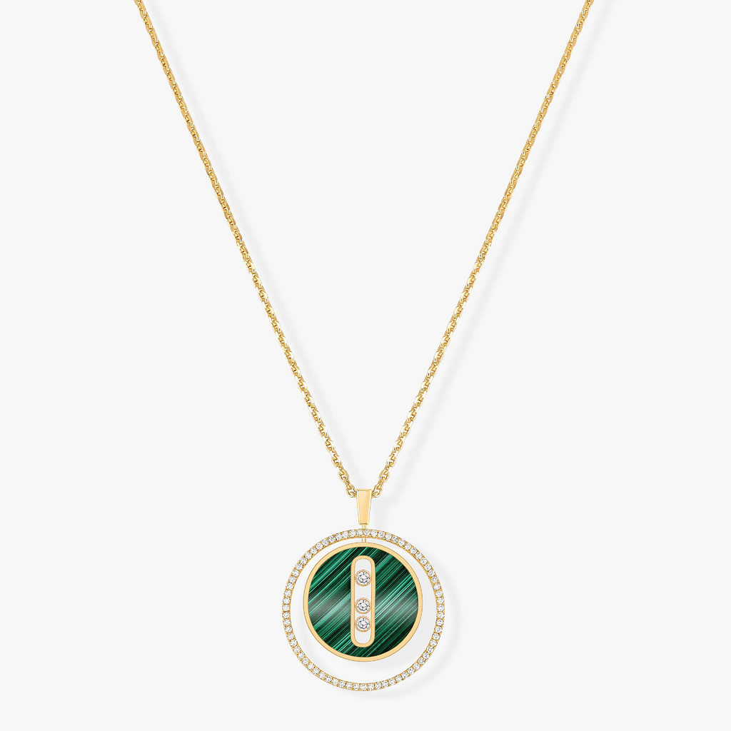 [Luxe Jewellery] LUCKY MOVE 3 DIAMOND MALACHITE GOLD DIAMOND NECKLACE