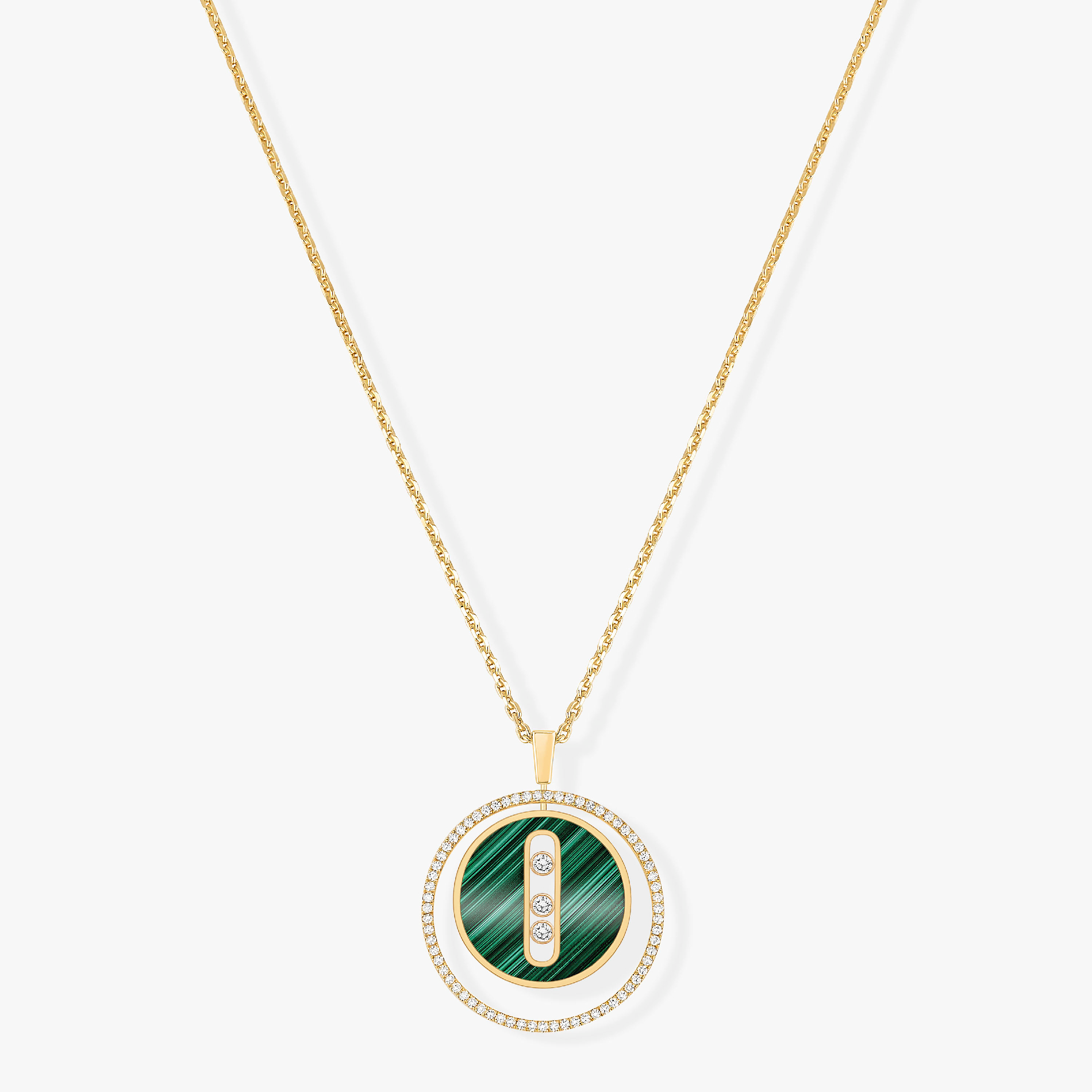 [Luxe Jewellery] LUCKY MOVE 3 DIAMOND MALACHITE GOLD DIAMOND NECKLACE