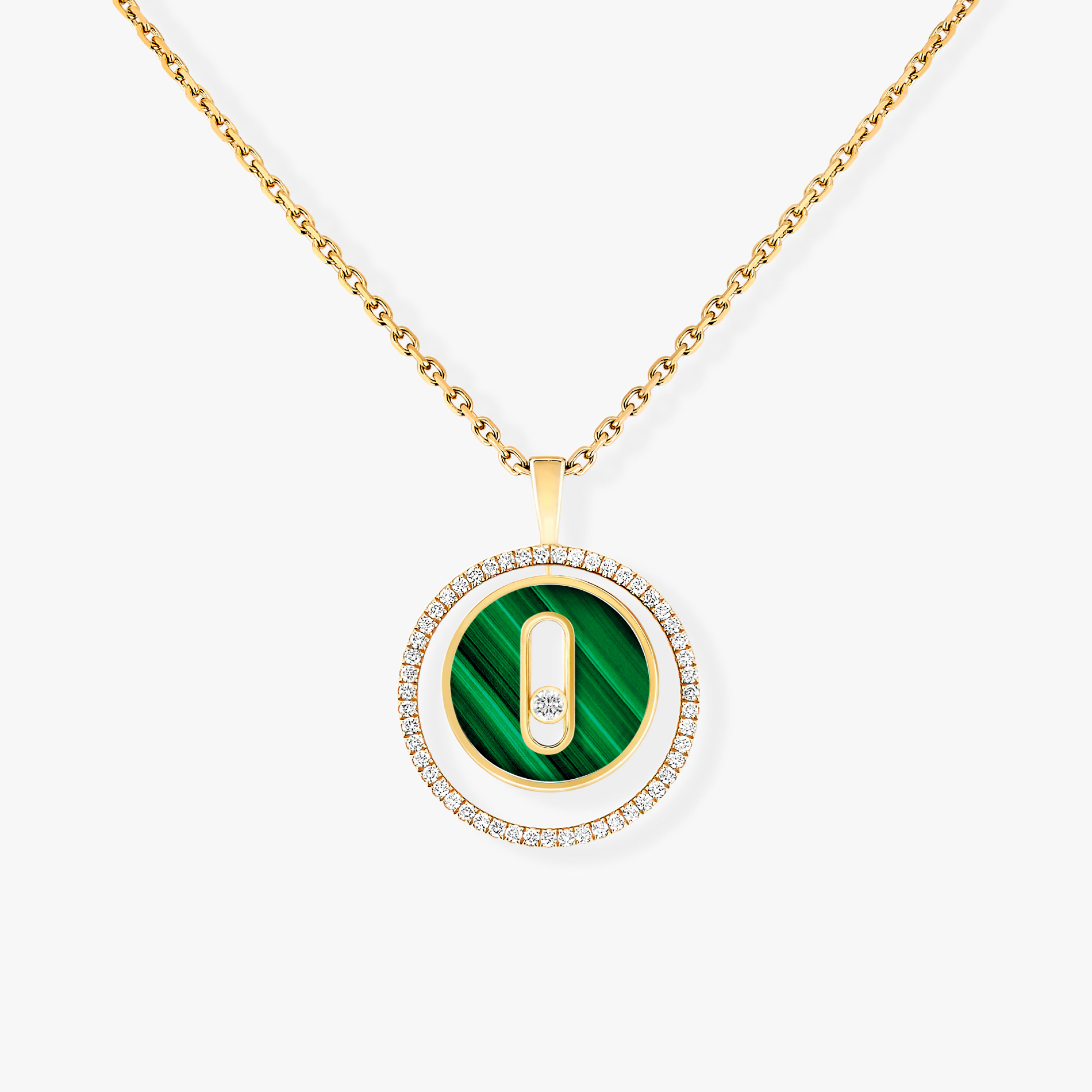 [Luxe Jewellery] LUCKY MOVE 1 DIAMOND MALACHITE GOLD DIAMOND NECKLACE