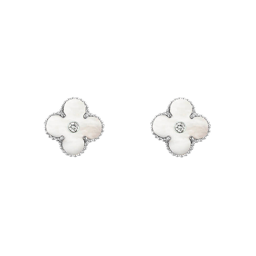[LUXE JEWELRY]CLOVER SILVER 15MM EARRINGS COLLECTION